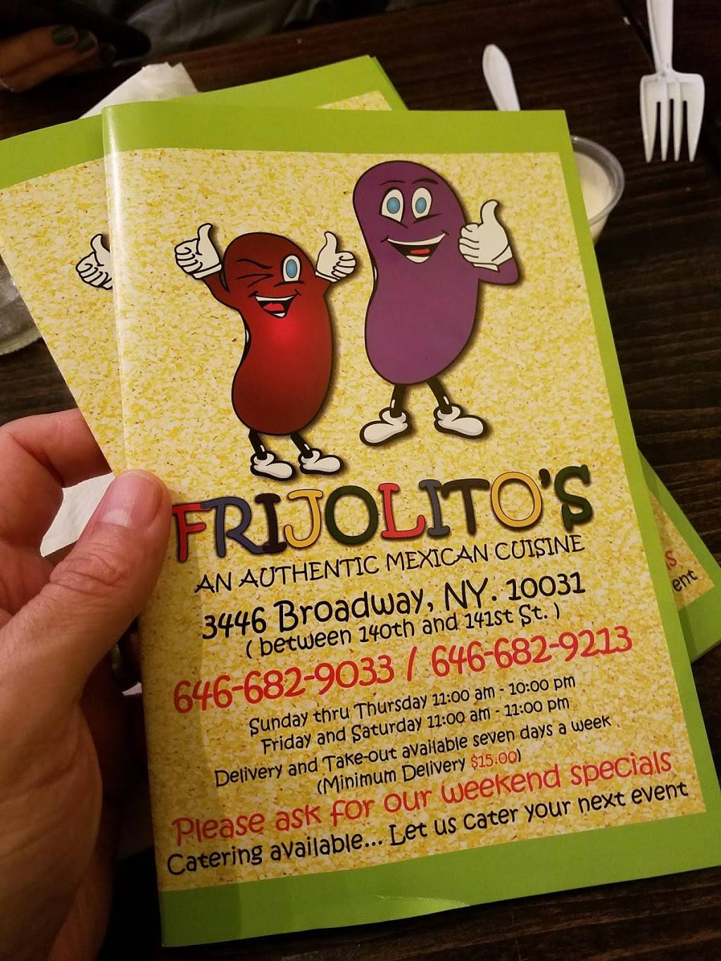 Frijolitos | restaurant | 3446 Broadway, New York, NY 10031, USA | 6466829033 OR +1 646-682-9033