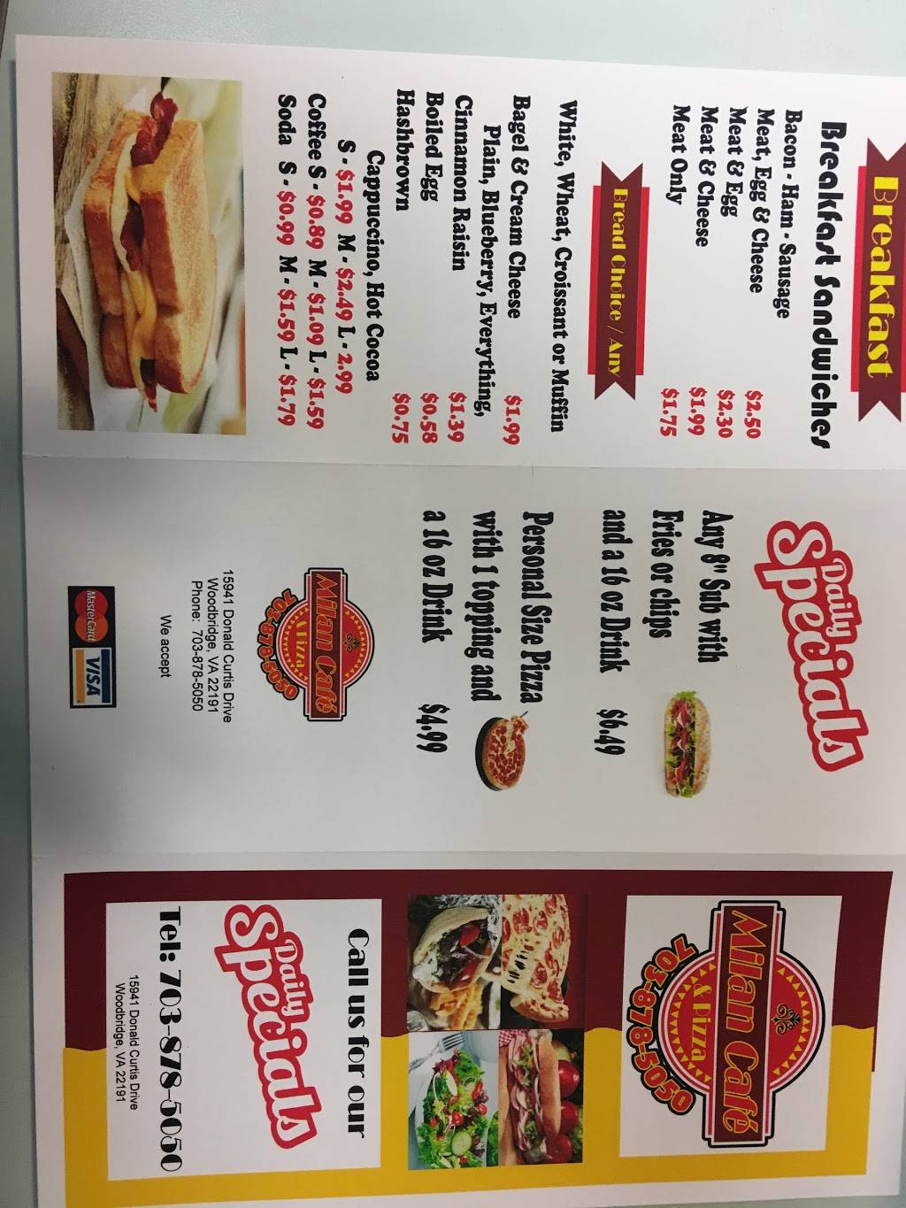 Milan Cafe & Pizza | cafe | 15941 Donald Curtis Dr, Woodbridge, VA 22191, USA | 7038785050 OR +1 703-878-5050