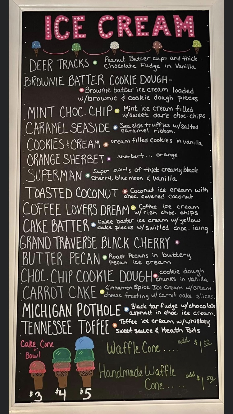 The Depot Ice Cream Cafe | meal takeaway | 13062 Depot St, Wolverine, MI 49799, USA | 2315259858 OR +1 231-525-9858