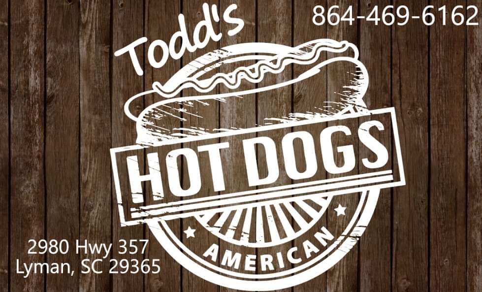 Todds Hot Dogs | restaurant | 2980 SC-357, Lyman, SC 29365, USA | 8644696162 OR +1 864-469-6162