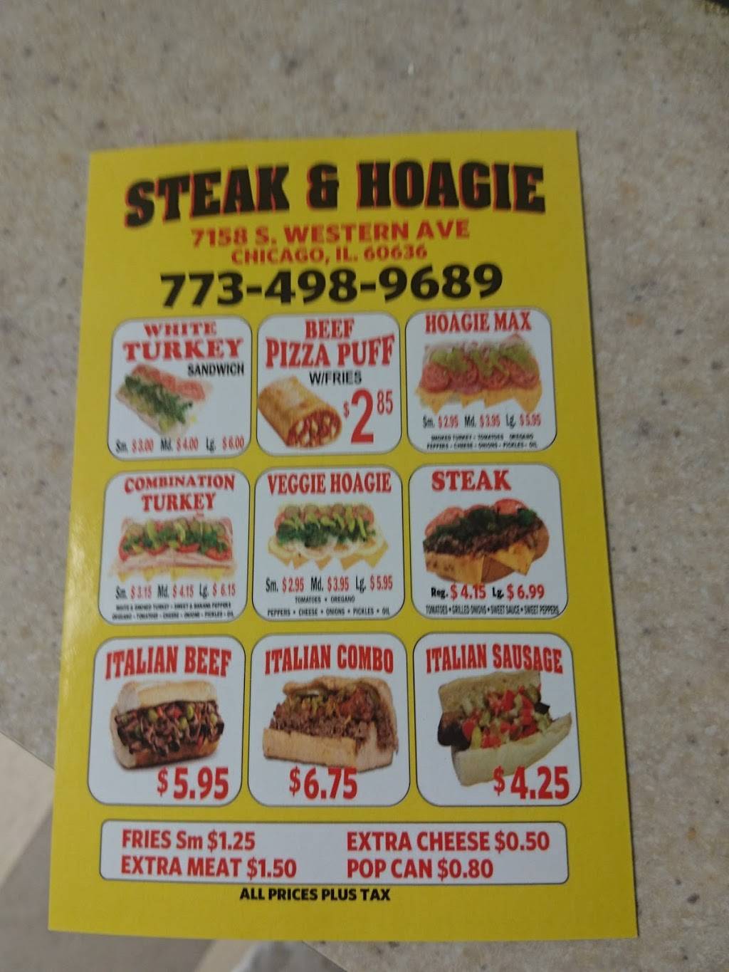 Steak & Hoagie | restaurant | 7158 S Western Ave, Chicago, IL 60629, USA | 7734989689 OR +1 773-498-9689
