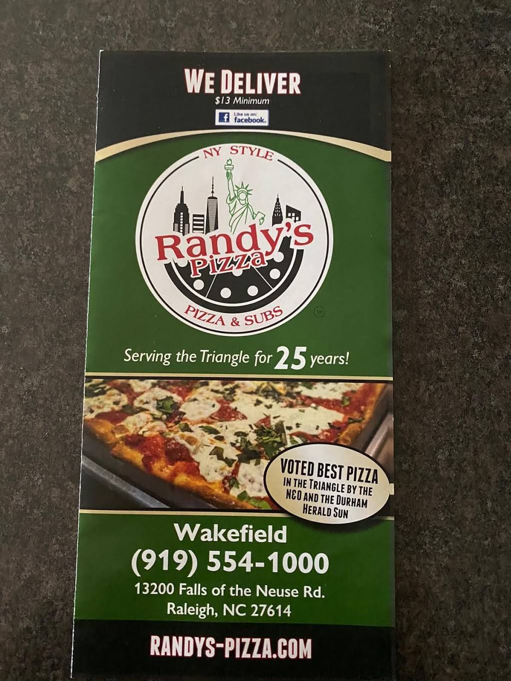 Randys pizza wakefield | restaurant | 13200 Falls of Neuse Rd, Raleigh, NC 27614, USA | 9195541000 OR +1 919-554-1000