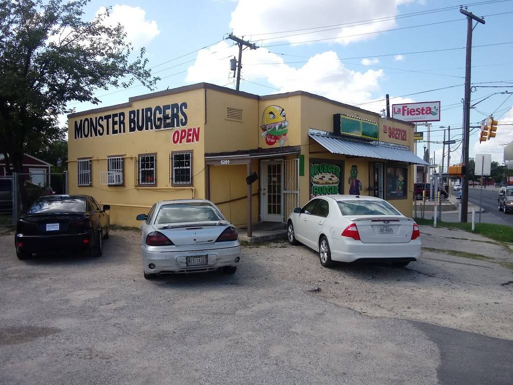 Monster Burgers and more | restaurant | 5201 S Flores St, San Antonio, TX 78214, USA | 2109827121 OR +1 210-982-7121