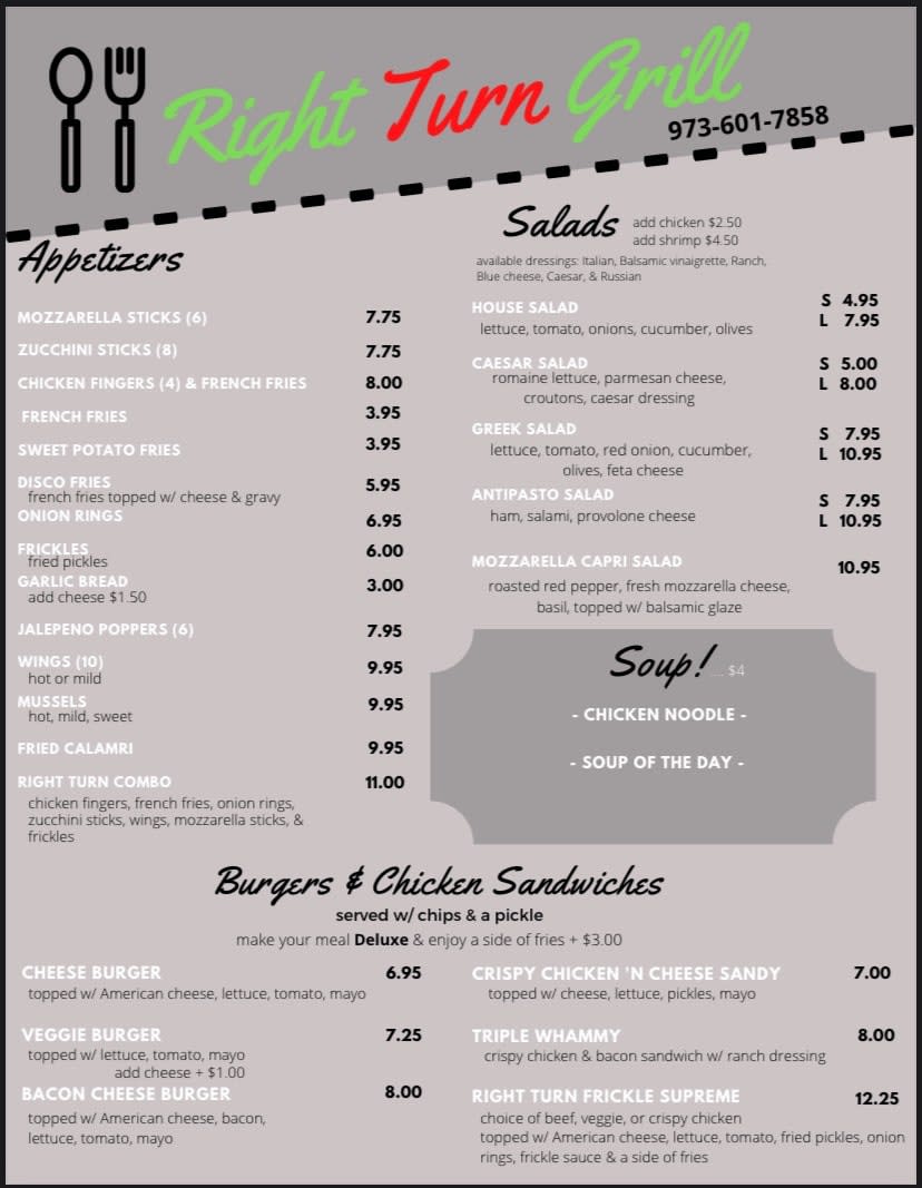 Right Turn Grill | restaurant | 828 NJ-15 South, Jefferson, NJ 07849, USA | 9736017858 OR +1 973-601-7858