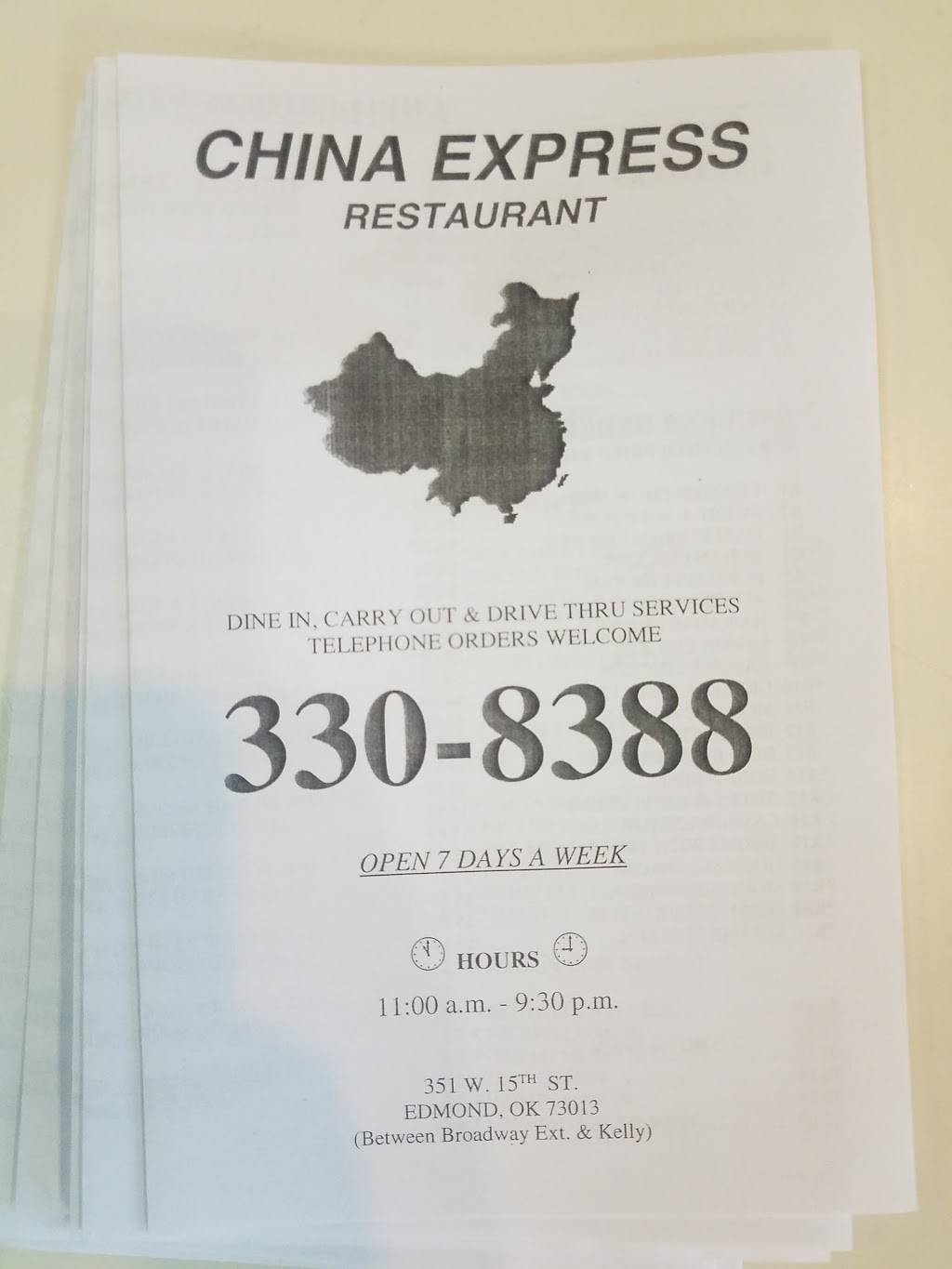 China Express | restaurant | 351 W 15th St, Edmond, OK 73013, USA | 4053308388 OR +1 405-330-8388