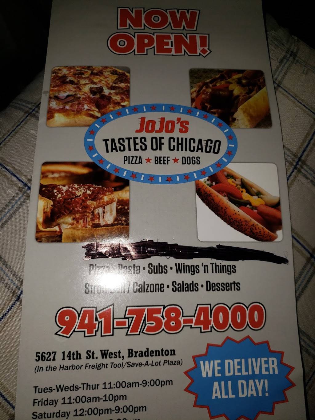 Jojos Tastes of Chicago | restaurant | 5627 14th St W, Bradenton, FL 34207, USA | 9417584000 OR +1 941-758-4000