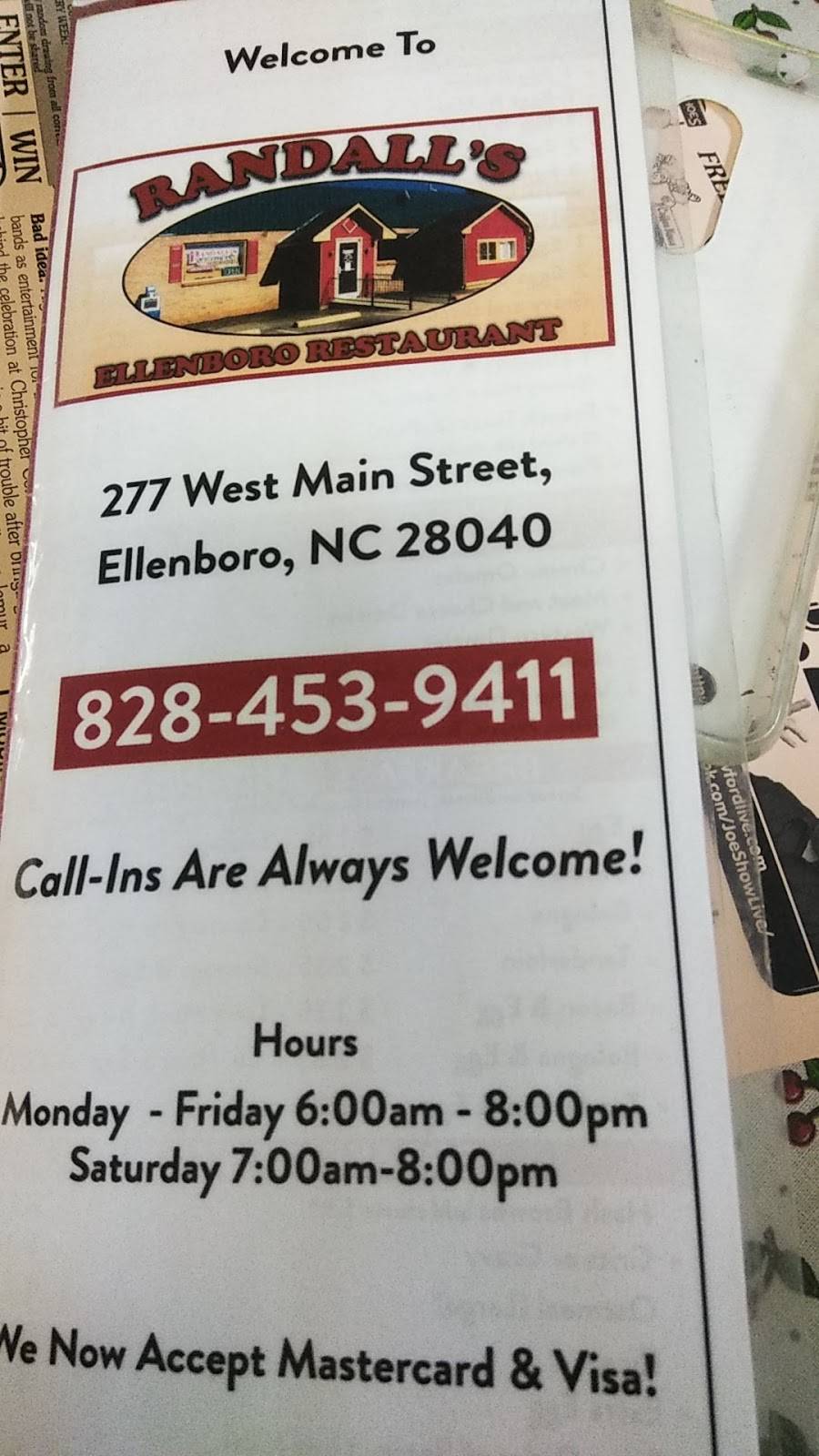 Randalls Ellenboro Restaurant | restaurant | 277 Main St, Ellenboro, NC 28040, USA | 8284539411 OR +1 828-453-9411