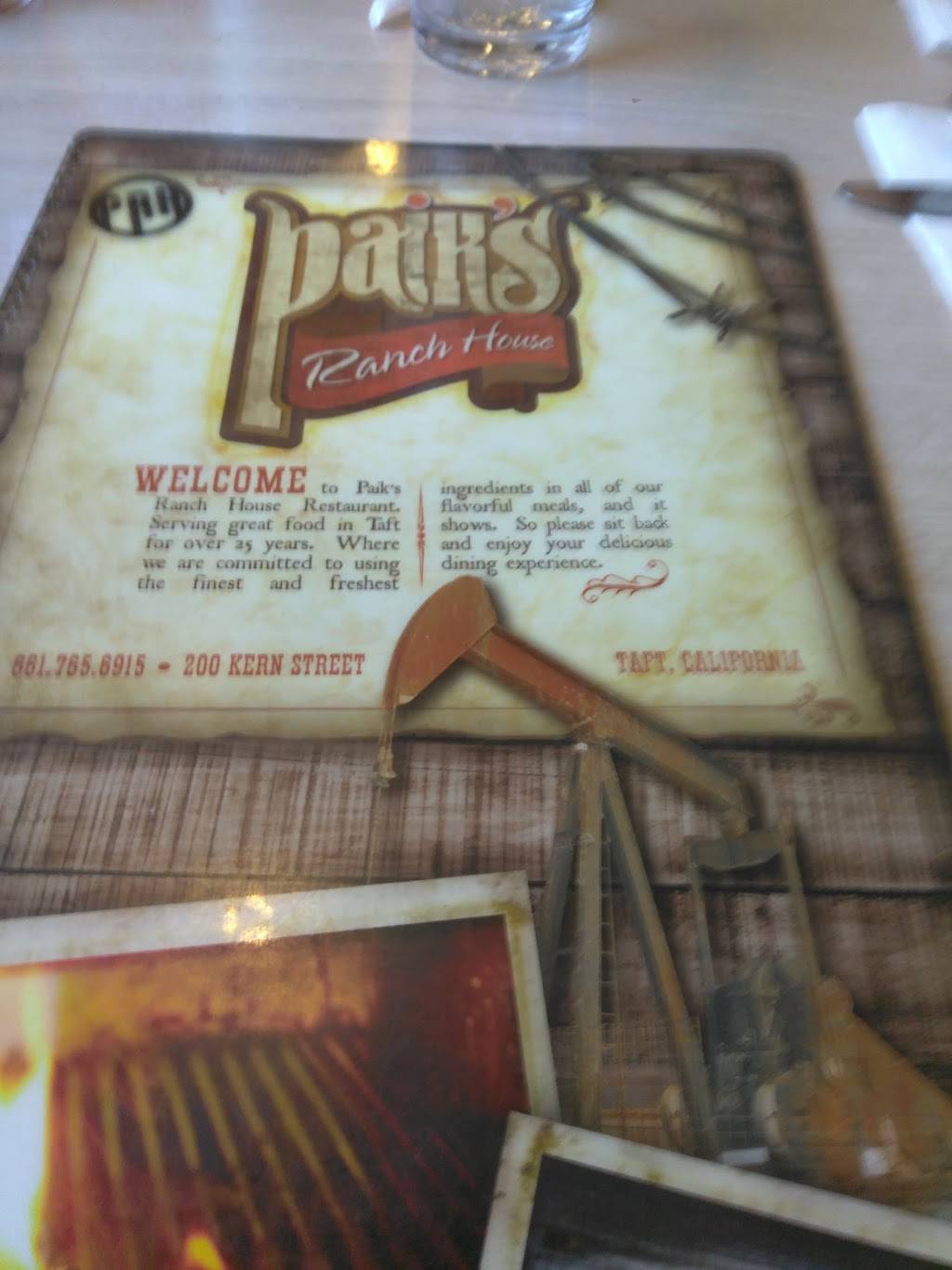 Paiks Ranch House | restaurant | 200 Kern St, Taft, CA 93268, USA | 6617656915 OR +1 661-765-6915