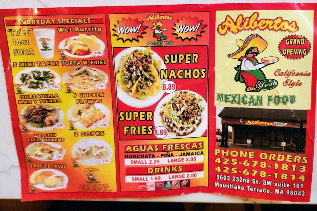 Alibertos Mexican Food | restaurant | 5602 232nd St SW #101, Mountlake Terrace, WA 98043, USA | 4256781813 OR +1 425-678-1813