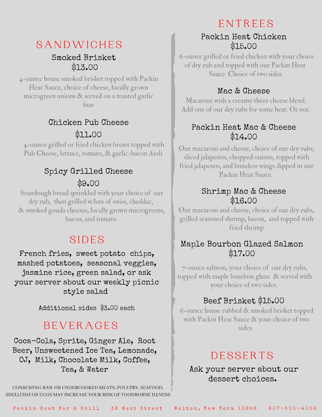 Packin Heat Bar & Grill | restaurant | 38 West St, Walton, NY 13856, USA | 6075104056 OR +1 607-510-4056