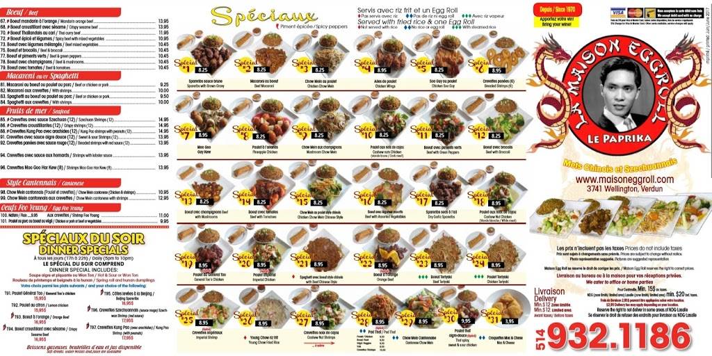 La Maison Egg Roll | restaurant | 3741 Rue Wellington, Verdun, QC H4G 1V1, Canada | 5149321186 OR +1 514-932-1186
