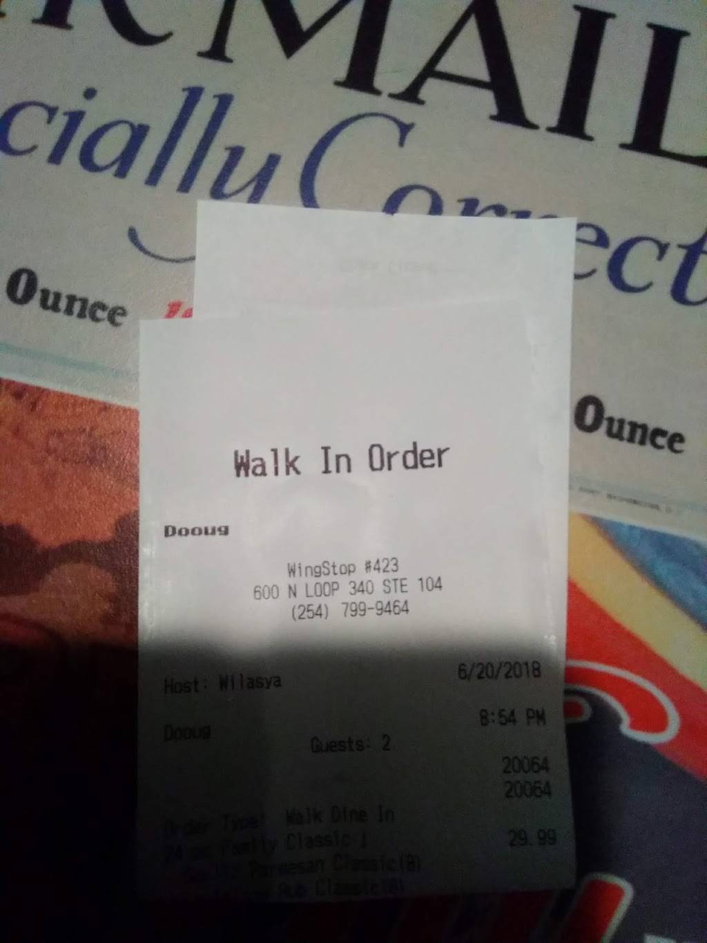 Wingstop | restaurant | 600 N Loop 340 Ste 104, Bellmead, TX 76705, USA | 2547999464 OR +1 254-799-9464