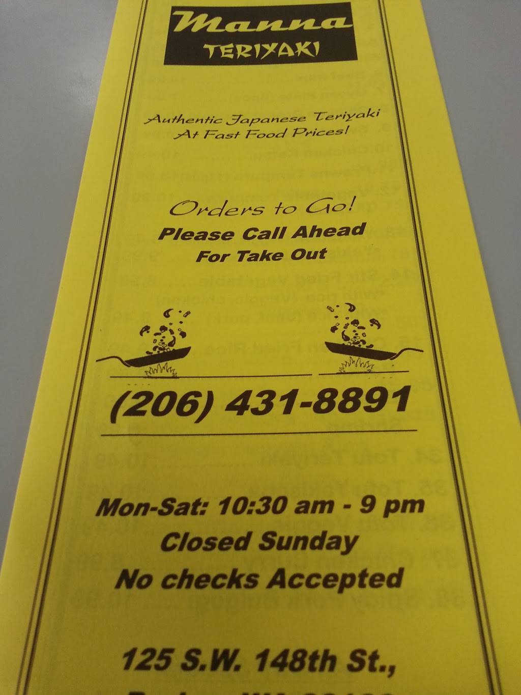 Manna Teriyaki | restaurant | 125 SW 148th St G, Burien, WA 98166, USA | 2064318891 OR +1 206-431-8891