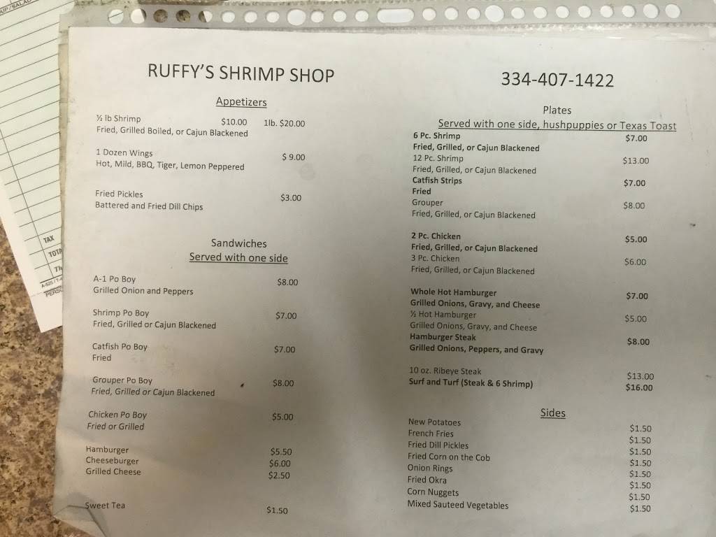 Ruffys Shrimp Shop Truck | cafe | 10674-, 10756 AL-6, Maplesville, AL 36750, USA | 3344071422 OR +1 334-407-1422