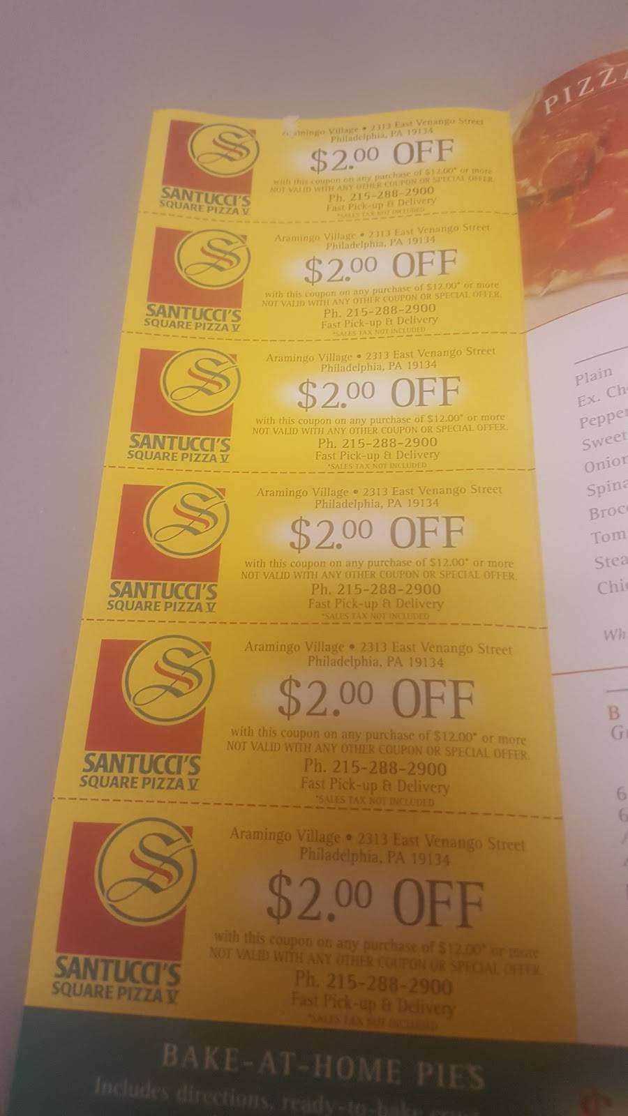 Santucci Square Pizza V | restaurant | 2313 E Venango St, Philadelphia, PA 19134, USA | 2152882900 OR +1 215-288-2900