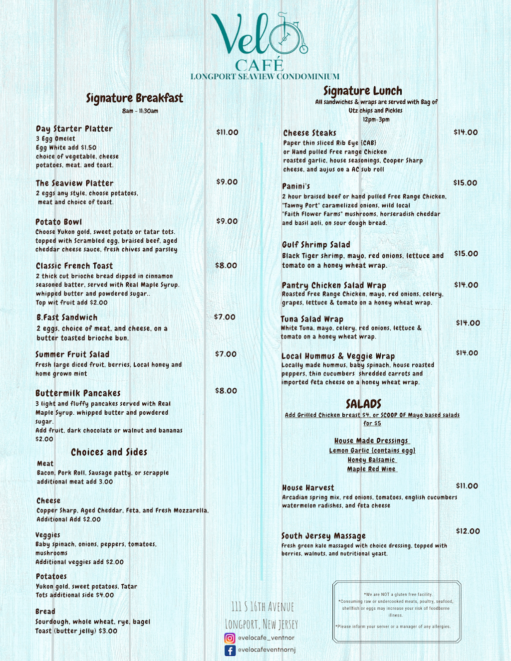 Velo Cafe at The Seaview Condominium | restaurant | 111 S 16th Ave, Longport, NJ 08403, USA | 6098230903 OR +1 609-823-0903