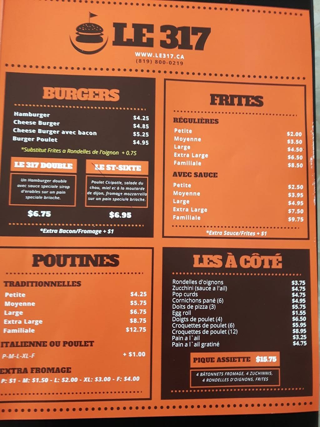 Restaurant Le 317 | restaurant | 899 QC-317, Thurso, QC J0X 3B0, Canada | 8198000219 OR +1 819-800-0219