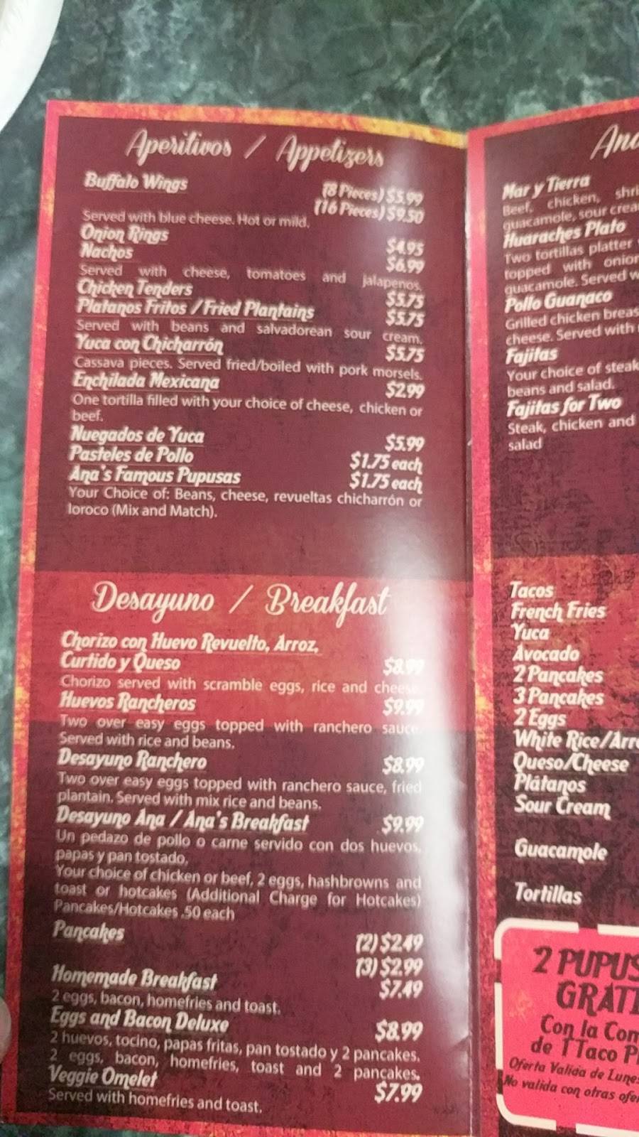 Anas Pupuseria | restaurant | 10 Hillcrest Dr, Frederick, MD 21703, USA | 3012283188 OR +1 301-228-3188