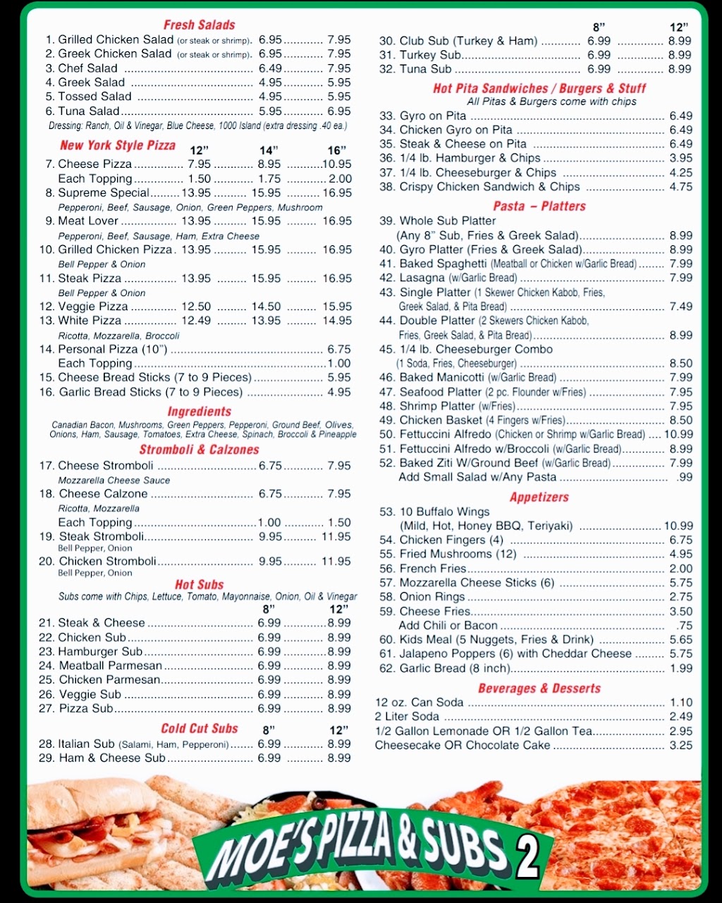 Moes Pizza & Subs 2 | restaurant | 6004-F, Landmark Center Blvd, Greensboro, NC 27407, USA | 3369380090 OR +1 336-938-0090