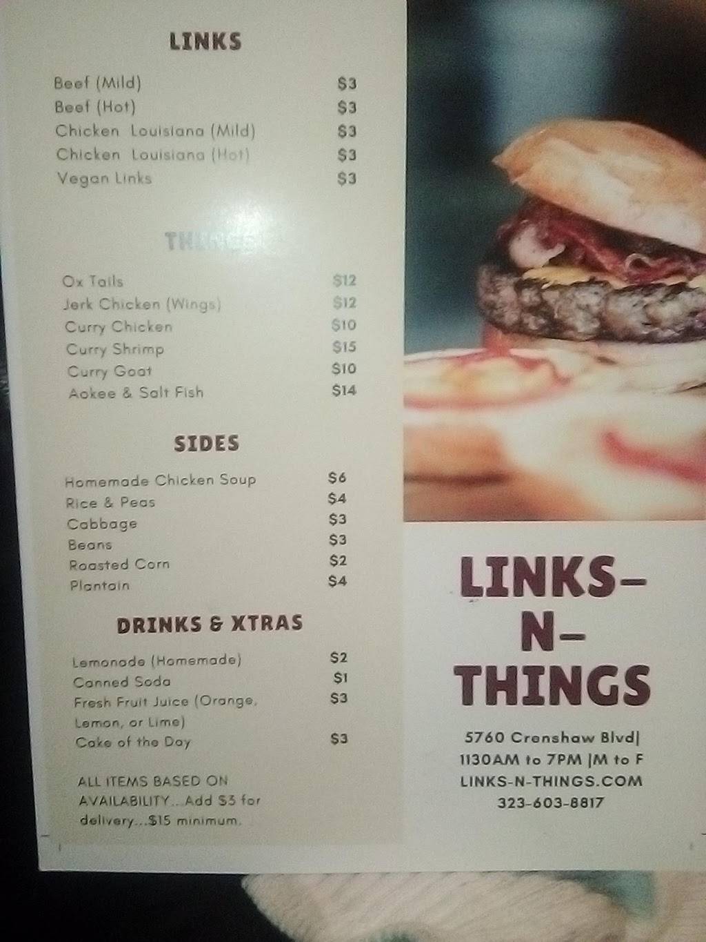 LINKS-N-THINGS | restaurant | 5760 Crenshaw Blvd, Los Angeles, CA 90043, USA | 3236038817 OR +1 323-603-8817