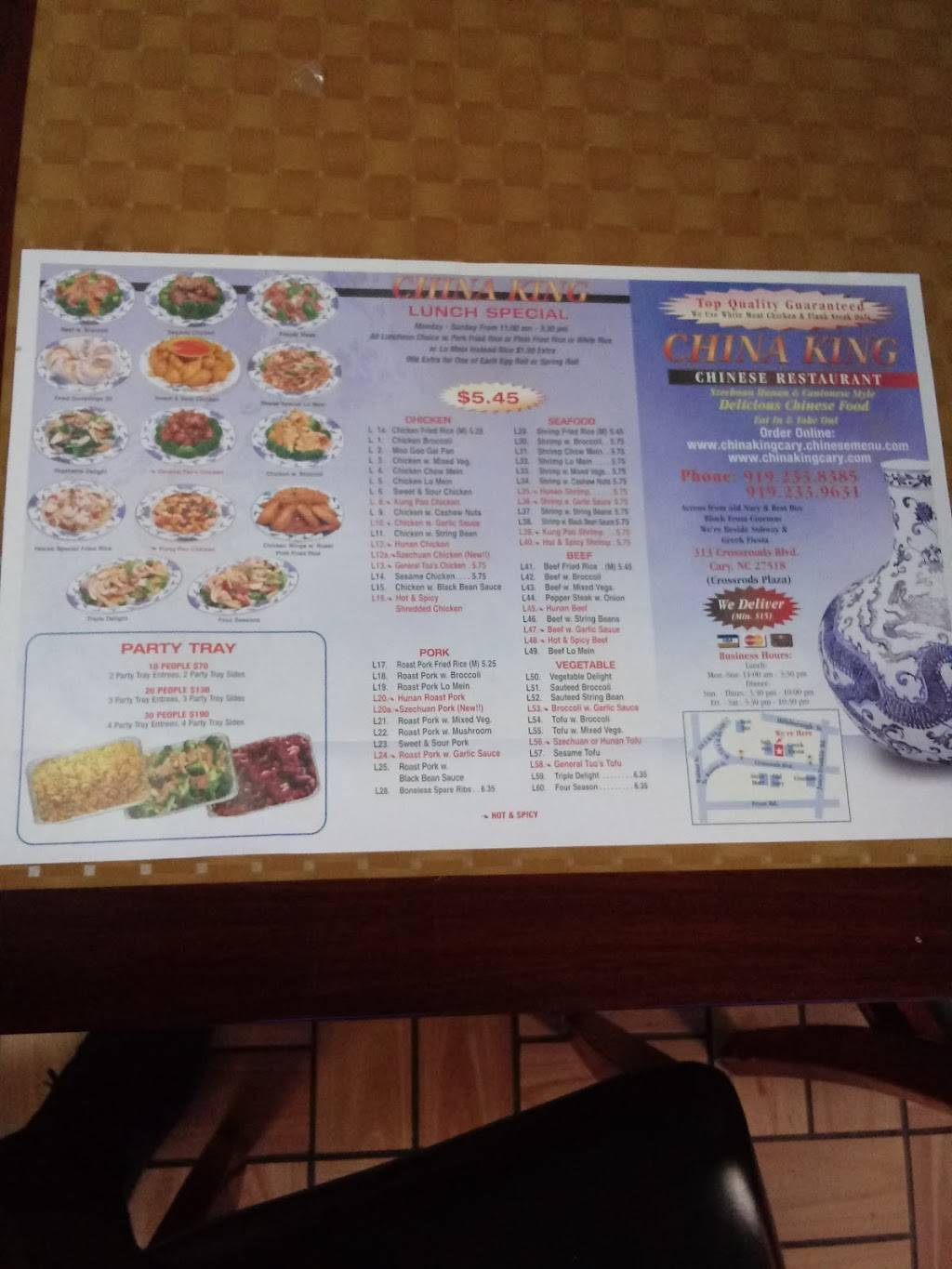 China King | restaurant | 6894, 313 Crossroads Blvd, Cary, NC 27518, USA | 9192338385 OR +1 919-233-8385