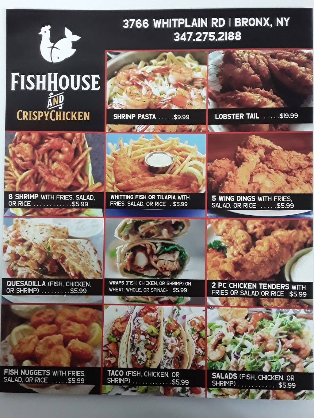 Fishhouseandcrispychicke | restaurant | 3766 White Plains Rd, The Bronx, NY 10467, USA | 3472752188 OR +1 347-275-2188