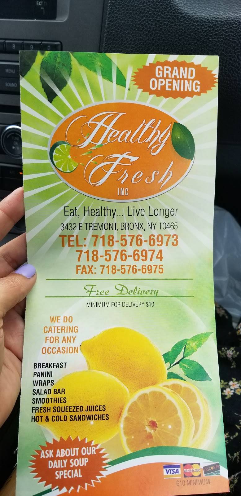 Healthy Fresh INC | restaurant | 3438 E Tremont Ave, Bronx, NY 10465, USA | 7185766973 OR +1 718-576-6973