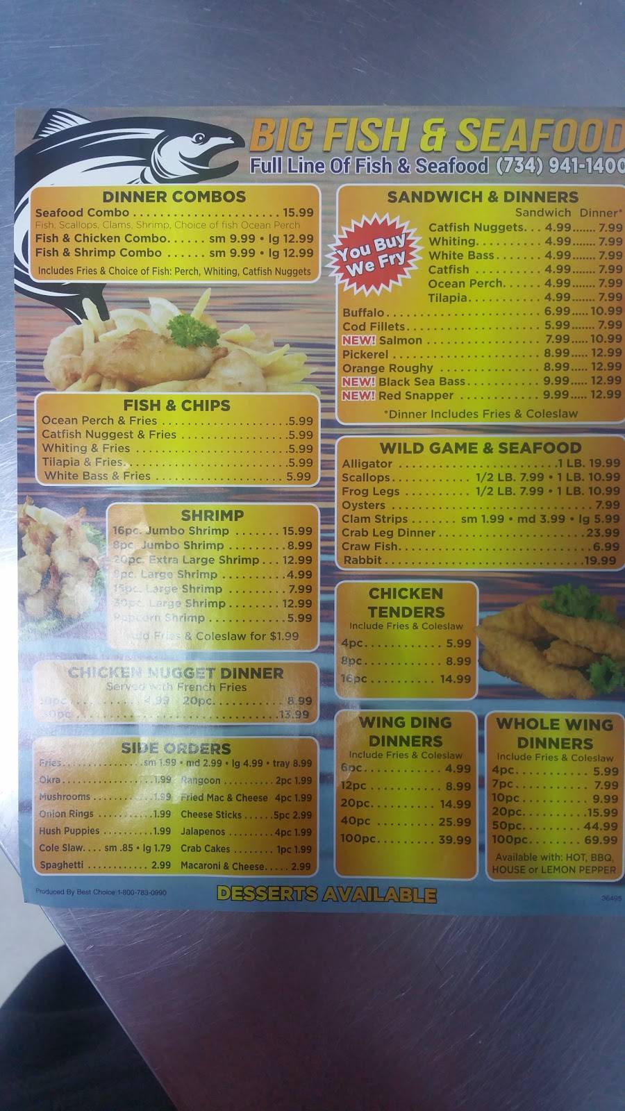 Big Fish & Seafood | restaurant | 26211 Eureka Rd, Taylor, MI 48180, USA | 7349411400 OR +1 734-941-1400