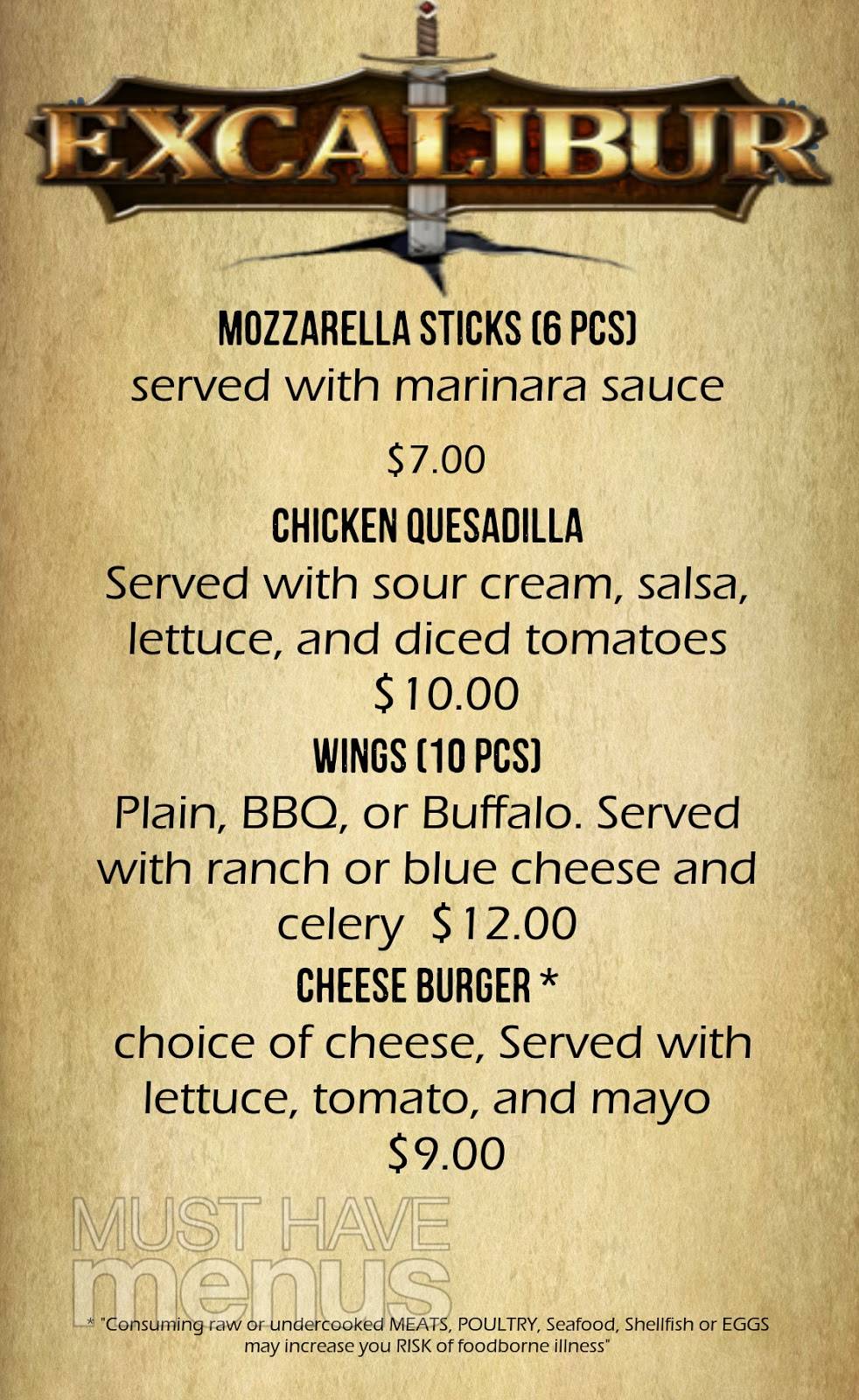 Excalibur | restaurant | 36 Main St, Versailles, CT 06330, USA | 8602223284 OR +1 860-222-3284