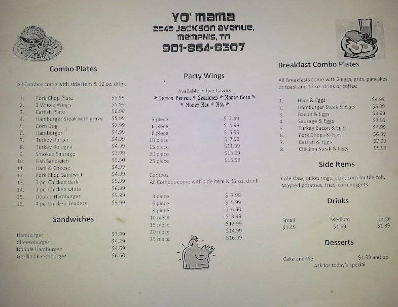 Yo Mama | restaurant | 2545 Jackson Ave, Memphis, TN 38108, USA | 9014542328 OR +1 901-454-2328