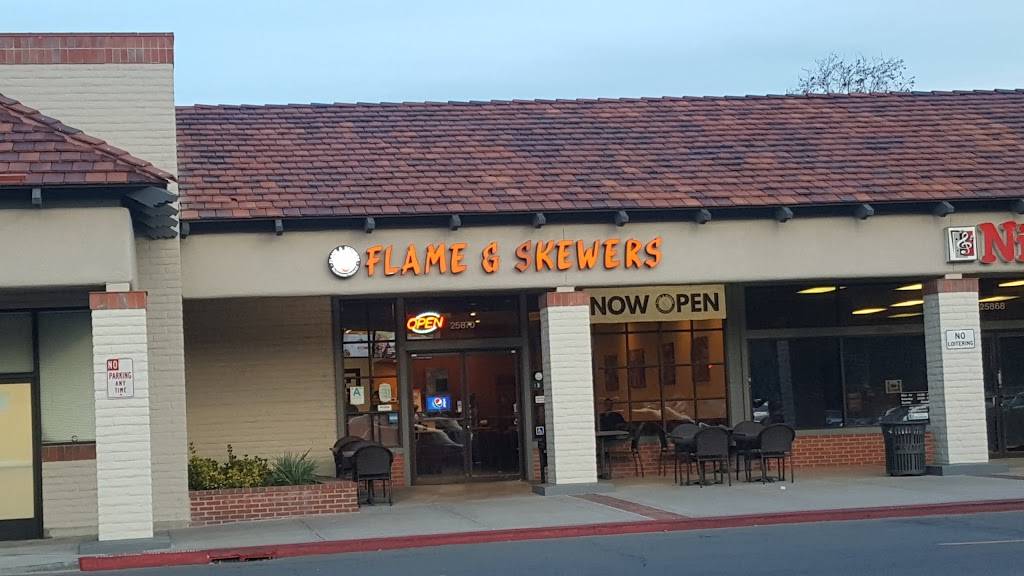 Flame and Skewers | restaurant | 25870 McBean Pkwy, Santa Clarita, CA 91355, USA | 6614652779 OR +1 661-465-2779