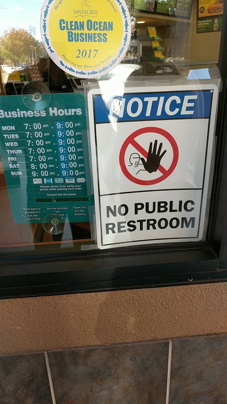 Subway Restaurants | restaurant | 811 Ocean St, Santa Cruz, CA 95060, USA | 8312913600 OR +1 831-291-3600