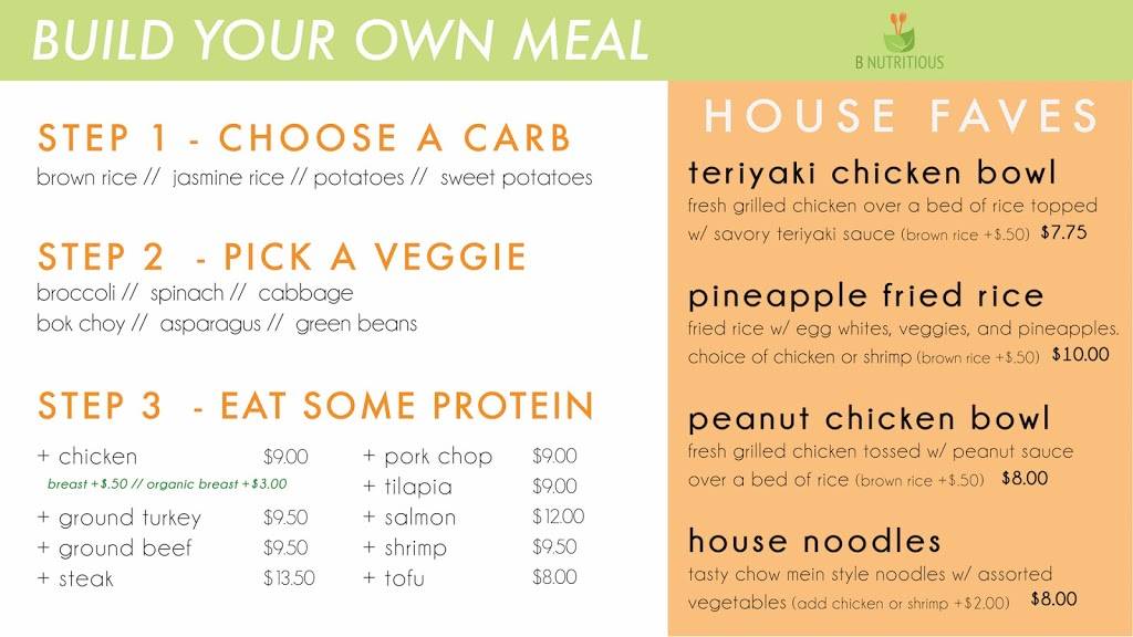 B Nutritious | restaurant | 18053 Magnolia St, Fountain Valley, CA 92708, USA | 7143770718 OR +1 714-377-0718