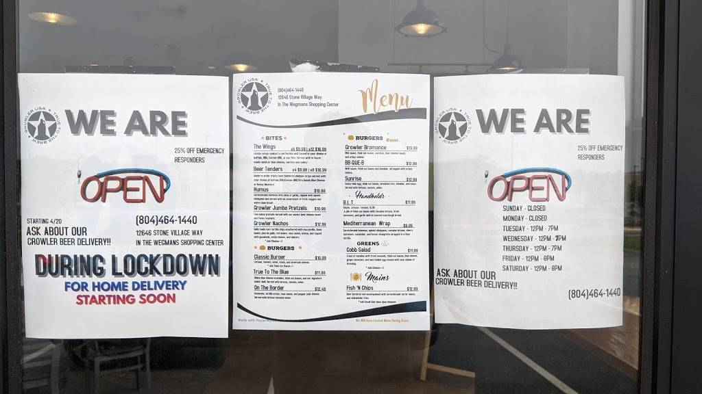 Growler USA | restaurant | 12646 Stone Village Way, Richmond, VA 23236, USA | 8044641440 OR +1 804-464-1440