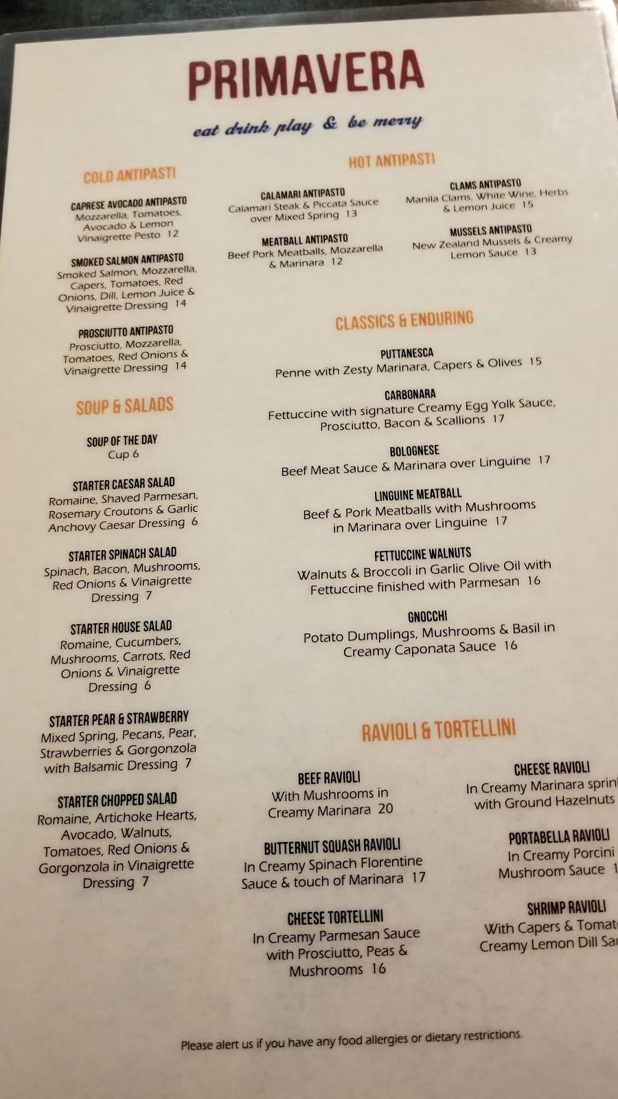 Pasta Primavera | restaurant | 3124 Crow Canyon Pl, San Ramon, CA 94583, USA | 9258309500 OR +1 925-830-9500