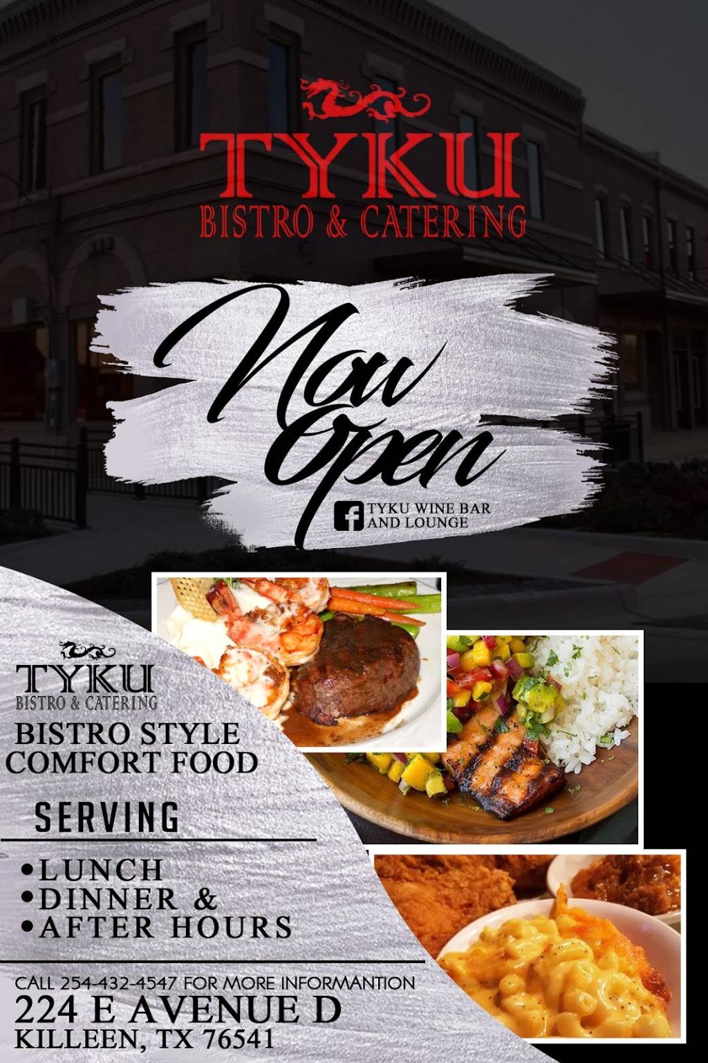 Tyku Bistro and Catering | restaurant | 224 E Avenue D, Killeen, TX 76541, USA | 2544324547 OR +1 254-432-4547