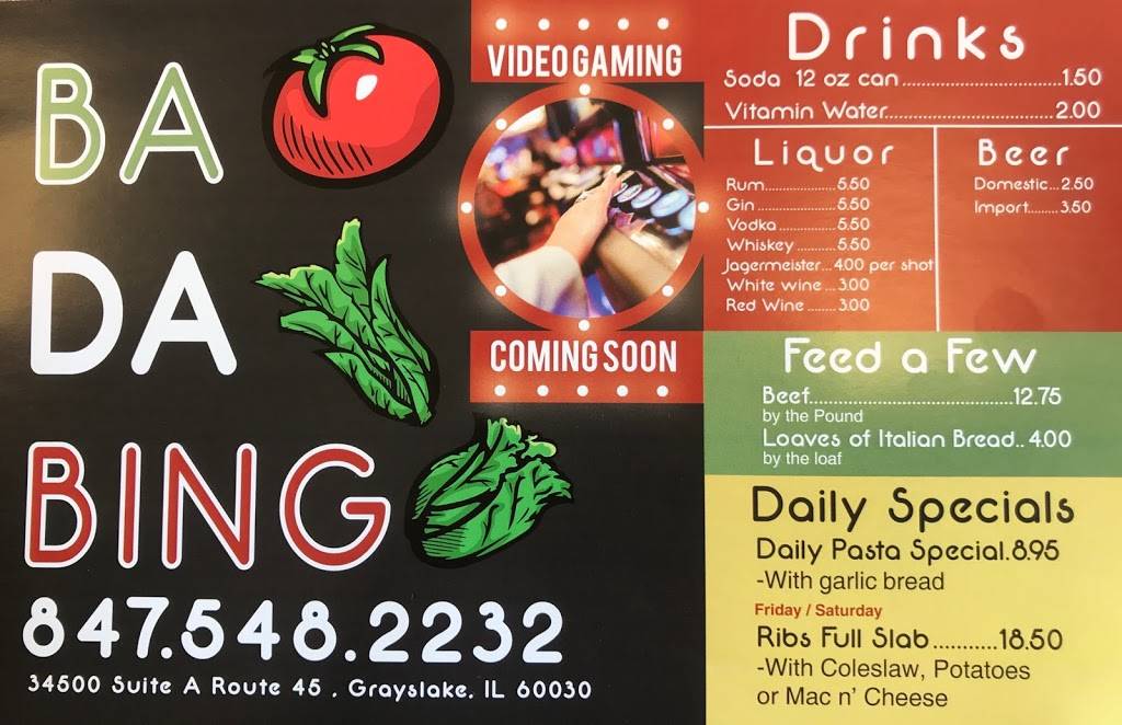 BaDa Bing Beef Co. | restaurant | 34500 North, US-45, Third Lake, IL 60030, United States | 8475482232 OR +1 847-548-2232