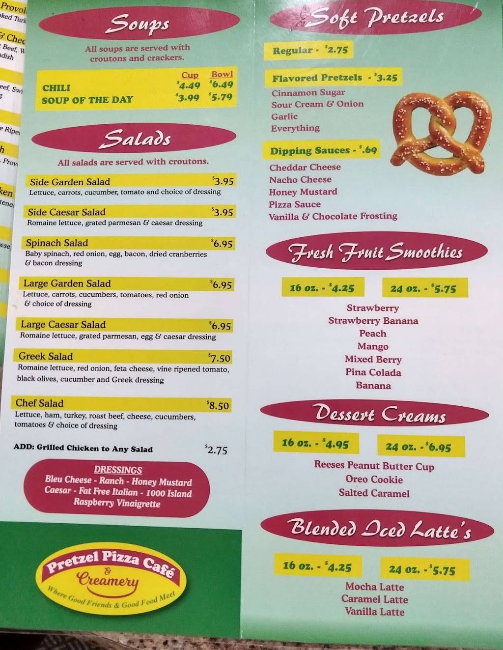 Pretzel Pizza Cafe & Creamery | restaurant | 28 Frederick St, Hanover, PA 17331, USA | 7179692125 OR +1 717-969-2125
