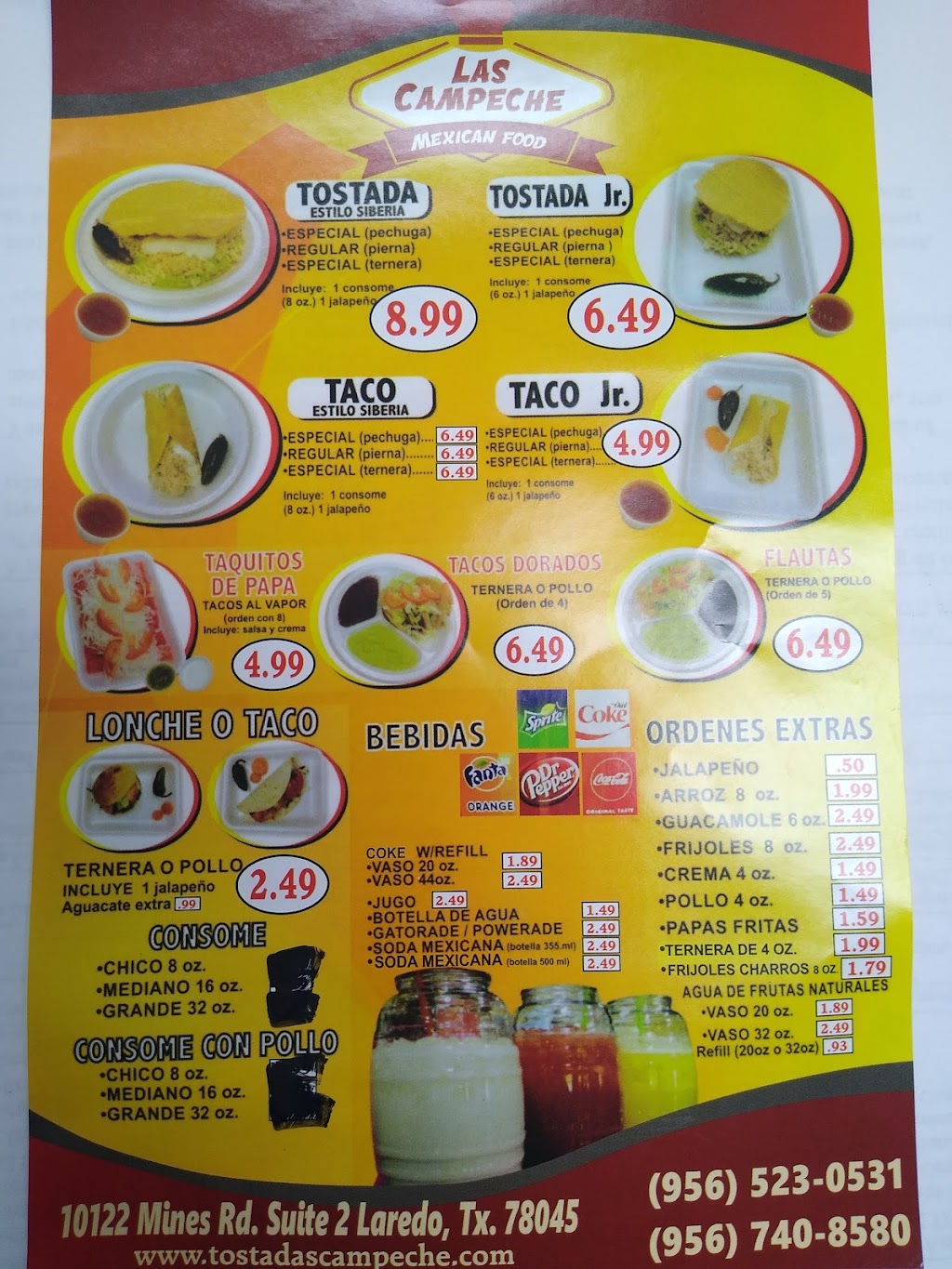 Las Campeche Mexican Food | restaurant | 10122 Mines Rd #2, Laredo, TX 78045, USA | 9565230531 OR +1 956-523-0531