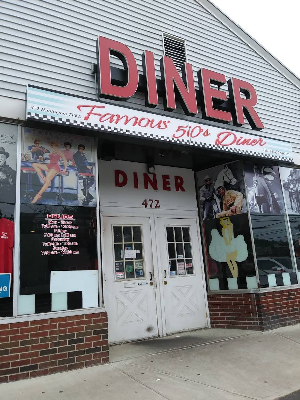 Famous 50s Diner | restaurant | 472 Huntington Turnpike, Bridgeport, CT 06610, USA | 2035720777 OR +1 203-572-0777