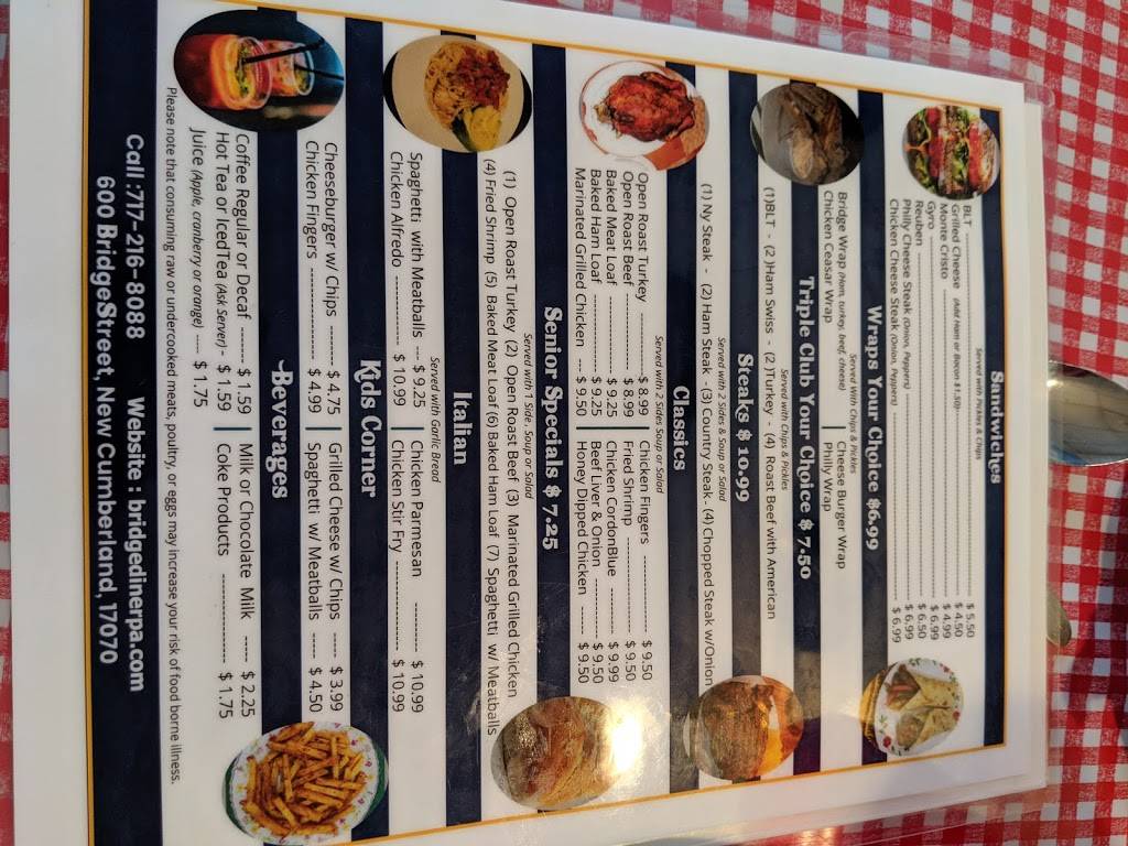 Bridge Diner | restaurant | 600 Bridge St, New Cumberland, PA 17070, USA | 7172168088 OR +1 717-216-8088