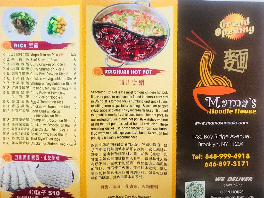 Mamas Noodle house | restaurant | 1782 Bay Ridge Ave, Brooklyn, NY 11204, USA | 8489994918 OR +1 848-999-4918