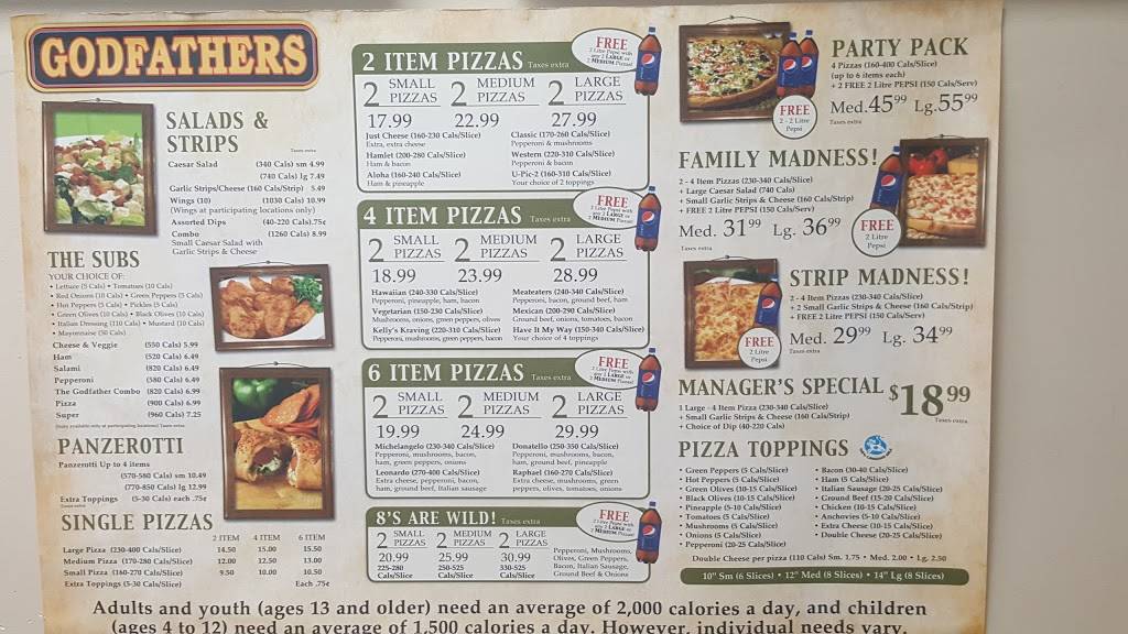 Godfathers Pizza - Cayuga | restaurant | 20 Talbot St W, Cayuga, ON N0A 1E0, Canada | 9057729000 OR +1 905-772-9000
