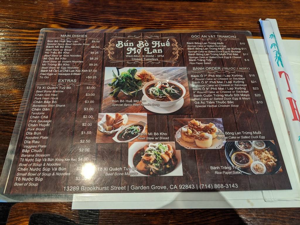 BÚn BÒ Hué Mo Lan | restaurant | 13289 Brookhurst St, Garden Grove, CA 92843, USA | 7148683143 OR +1 714-868-3143