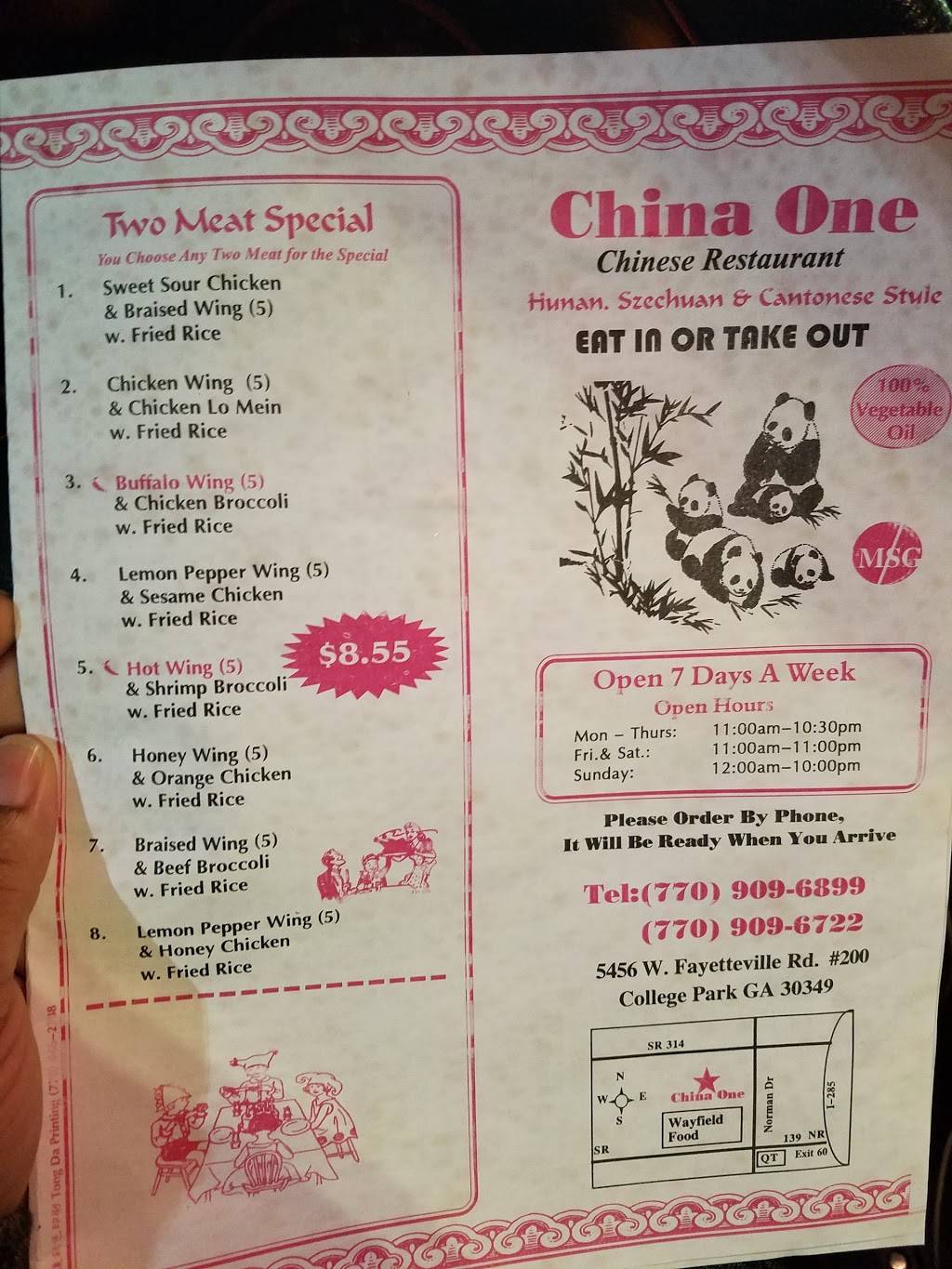 China One | restaurant | 5456 W Fayetteville Rd #200, Atlanta, GA 30349, USA | 7709096899 OR +1 770-909-6899