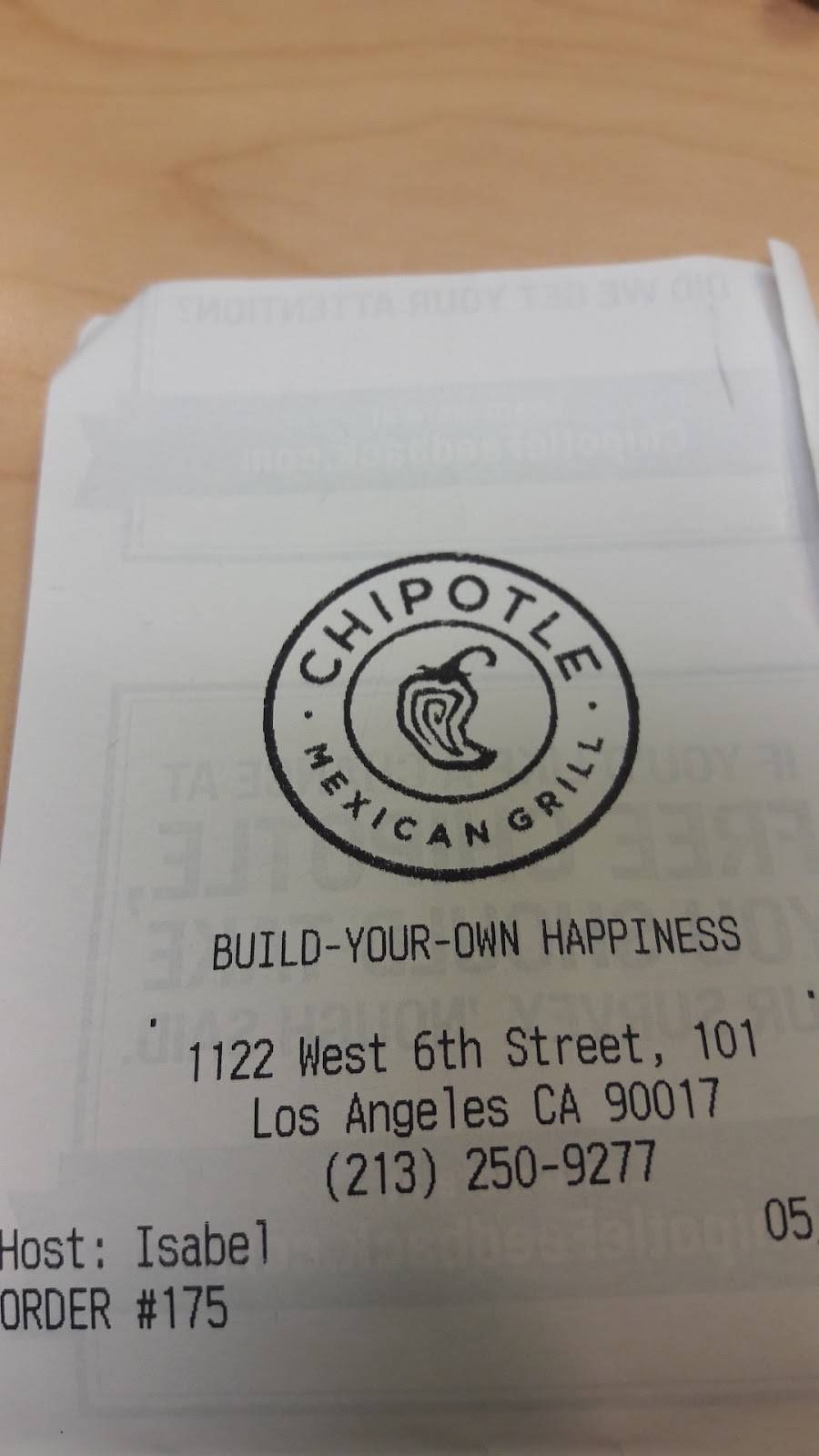 Chipotle Mexican Grill | restaurant | 1122 W 6th St #101, Los Angeles, CA 90017, USA | 2132509277 OR +1 213-250-9277
