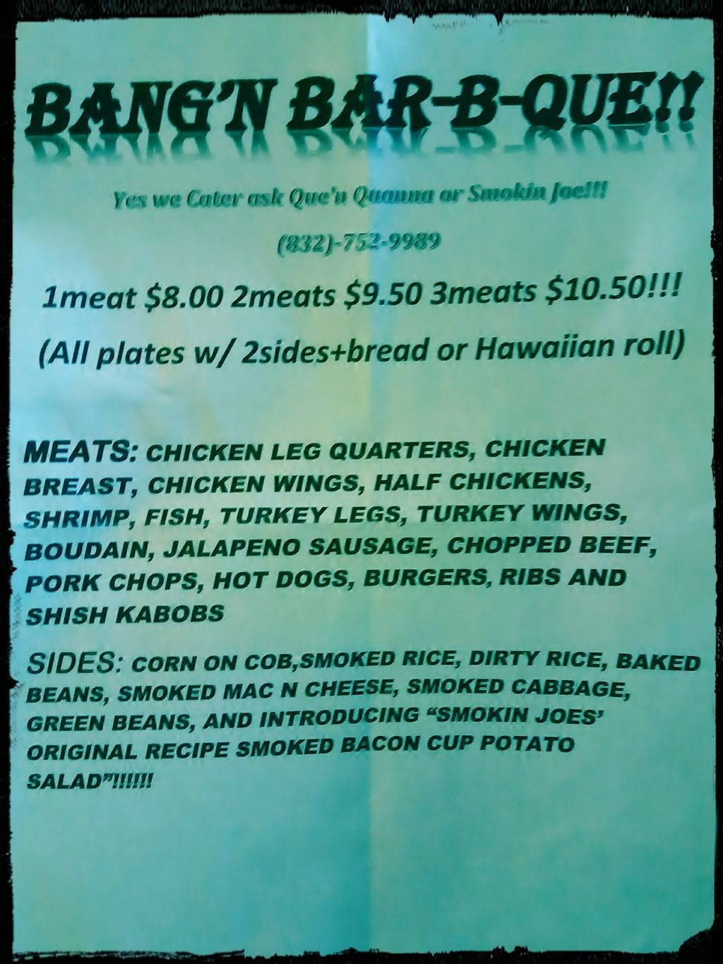 BANGN BAR-B-QUE "MOBILE" | restaurant | 3126 Beran Dr, Houston, TX 77045, USA | 8327529989 OR +1 832-752-9989