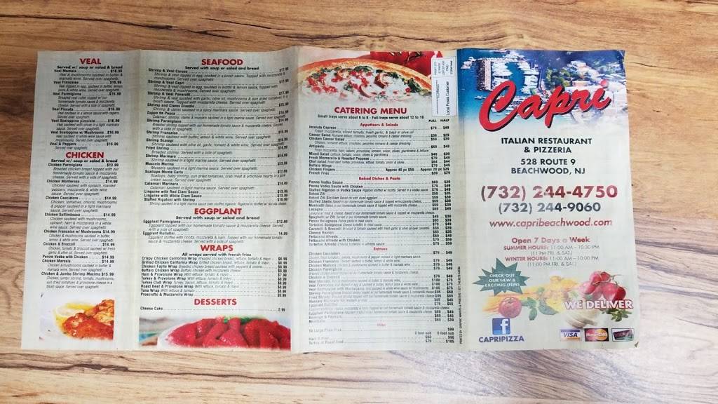Capri Pizza | restaurant | 528 Atlantic City Blvd, Beachwood, NJ 08722, USA | 7322444750 OR +1 732-244-4750