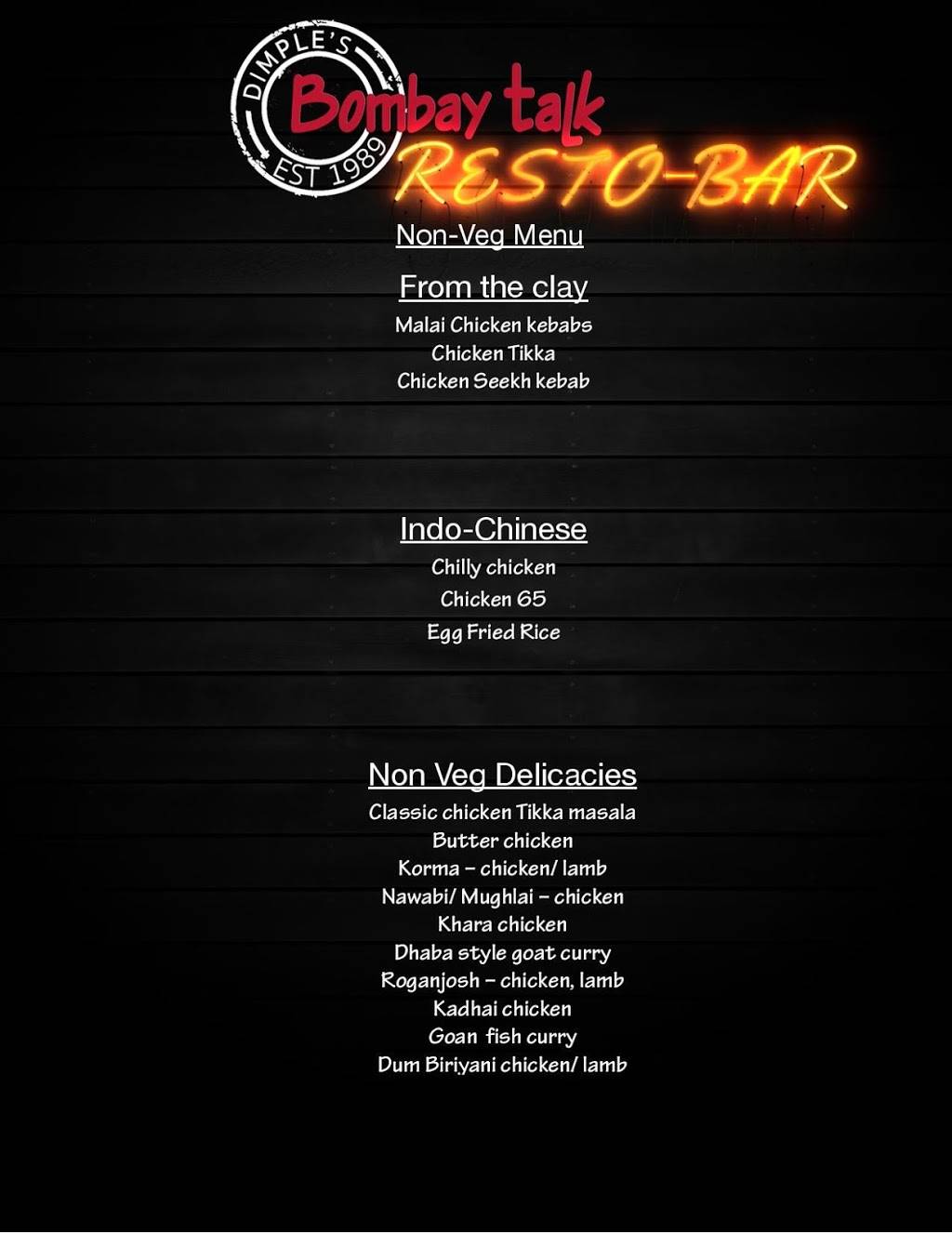 Dimples Bombay Talk RestoBar | restaurant | 42 Marconi Ave, Iselin, NJ 08830, USA | 7329020059 OR +1 732-902-0059