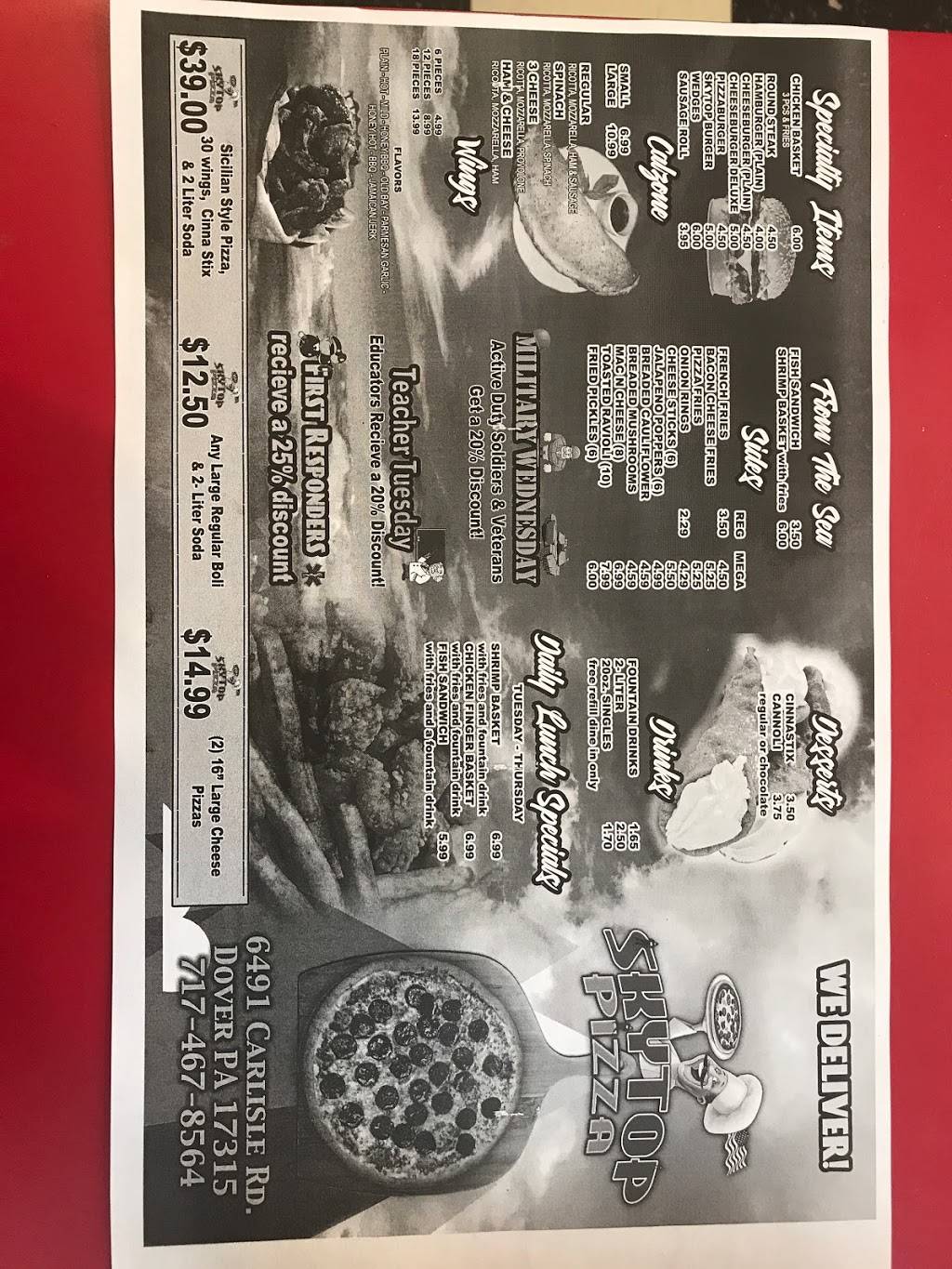 Skytop Pizza | restaurant | 6491 Carlisle Rd, Dover, PA 17315, USA | 7174678564 OR +1 717-467-8564